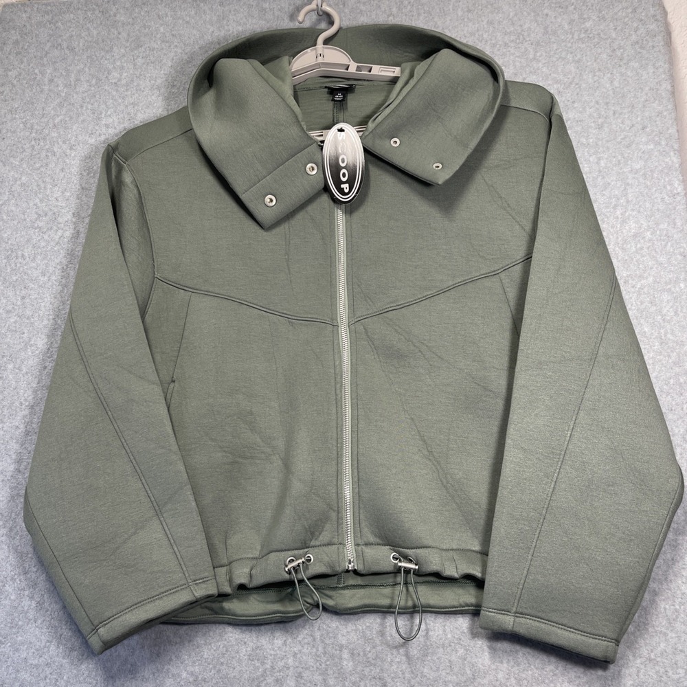 Scoop Women's Neoprene Oversized Jacket Sage Green Size Medium (8-10)